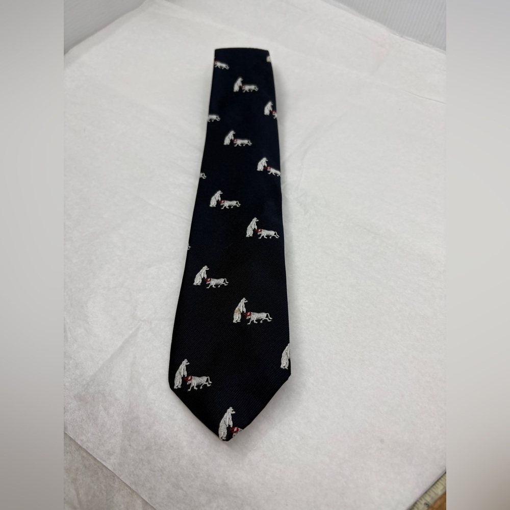 Vintage NY Stock Exchange Mens Tie Long Bulls & Bears Navy